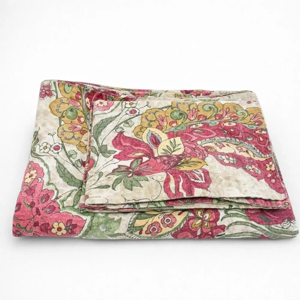 Pottery Barn Palampore Queen Duvet Cover Set 2 Pillowcase Floral Cotton Linen